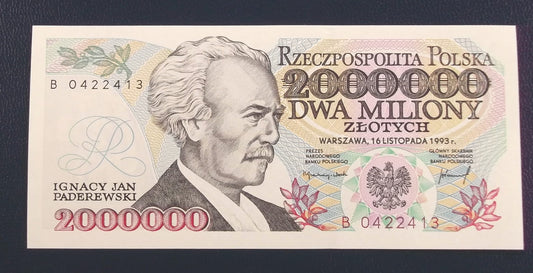 2000000 zł Ignacy Jan PADEREWSKI 1993 UNC