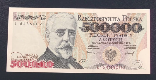 500000 zł Henryk SIENKIEWICZ 1993 UNC