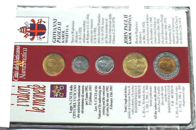 Set Watykan 5 monet mennicze 1992