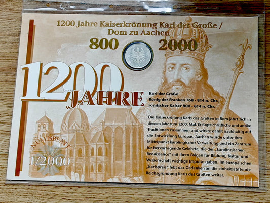 Moneta 10 marek 1200 lat Katedry w Aachen 2000 r.