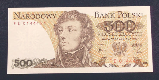 500 zł Tadeusz KOŚCIUSZKO 1982 UNC