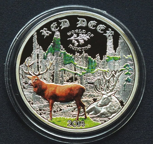 2 dolary Jeleń - Red Deer - 1/2 OZ Cook Islands 2014 r.