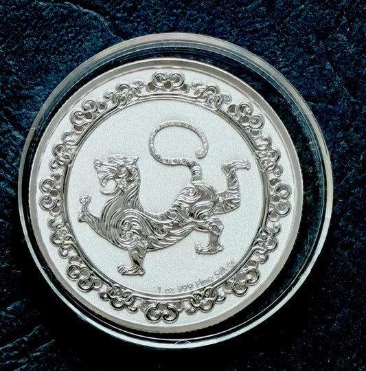 Niue 2 dolary White Tiger (1 OZ Ag) - 2019 r.