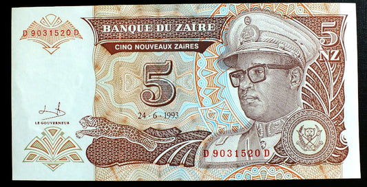 5 Nouveaux Zaires - Zair 1993 r.