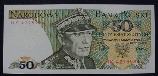 50 zł Karol ŚWIERCZEWSKI 1988 UNC