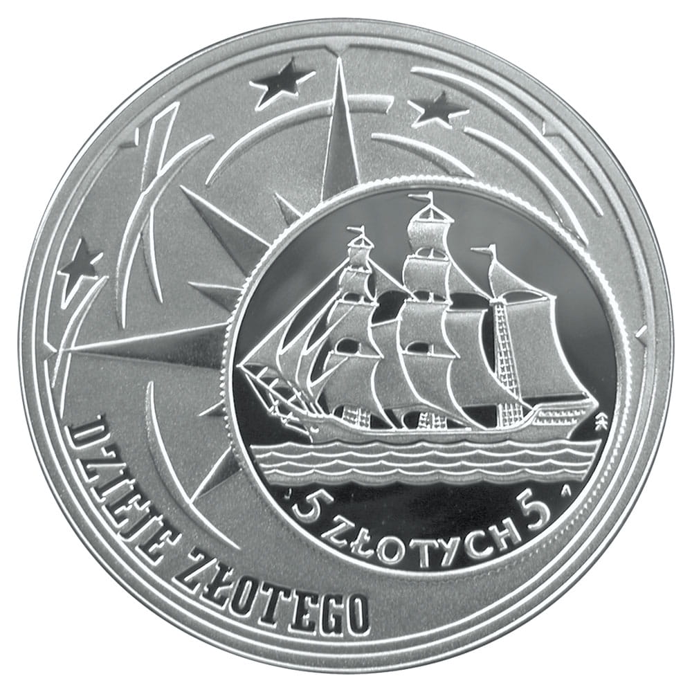 10 zł Dzieje złotego: Żaglowiec (2 zł i 5 zł z 1936 r.)