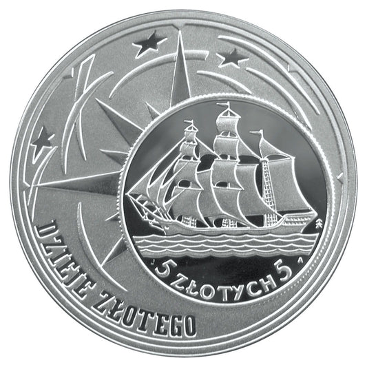 10 zł Dzieje złotego: Żaglowiec (2 zł i 5 zł z 1936 r.)