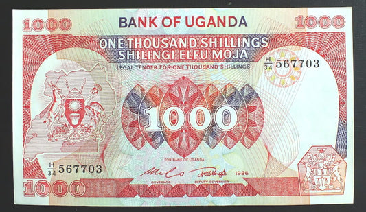 1000 Szylingów - Uganda 1986 r.