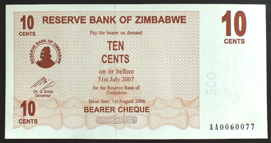 10 Cents - Zimbabwe 2007 r.