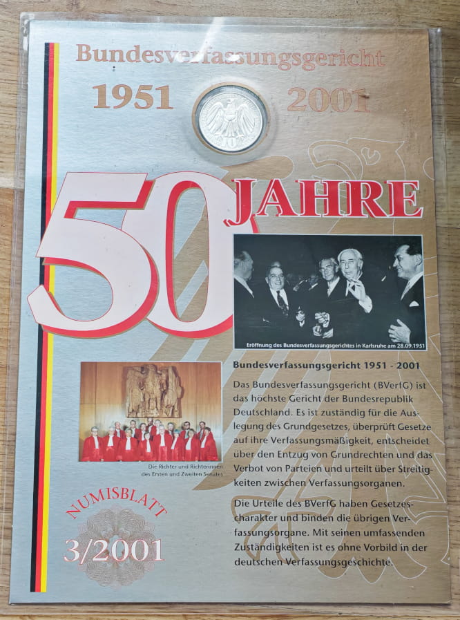 Moneta 10 marek 50 lat Trybunału 2001 r.