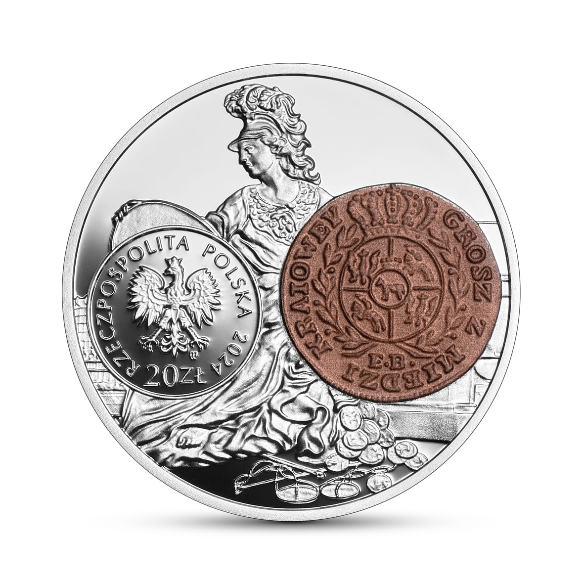 Moneta 20 zł Historia monety polskiej – Grosz z miedzi krajowej Stanisława Augusta