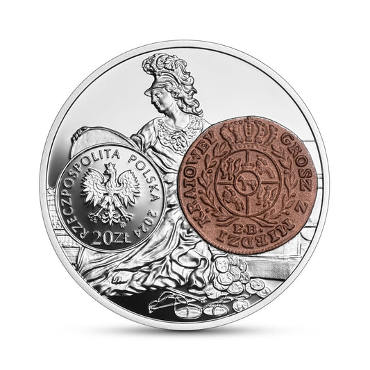 Moneta 20 zł Historia monety polskiej – Grosz z miedzi krajowej Stanisława Augusta
