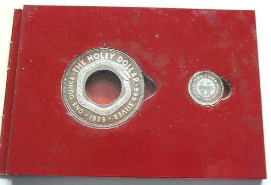 1 dollar + 25 c The Holey Dollar 1988