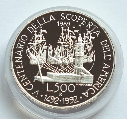 500 lirow 1989 Odkrycie Ameryki 1492-1992 proof