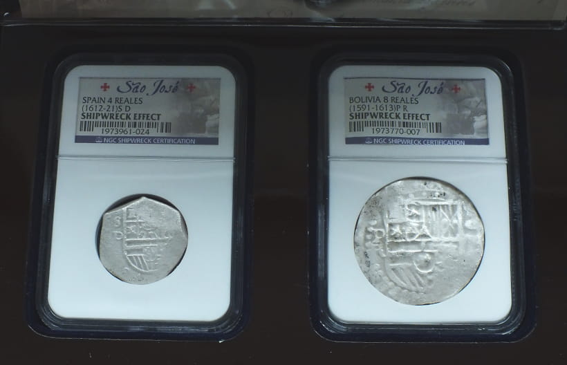 Sao Jose Shipwreck Spain 4 reales (1612-21) Bolivia 8 reales (1591-1631)