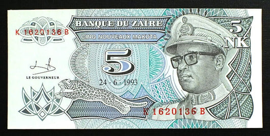 5 Nouveaux Makuta - Zair 1993 r.